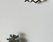 Porcelain Cloud with Chevron in Black and White Wall Hanging Sculpture