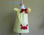 Summer Peasant Dress, yellow and red, boutique style, tunic toddlers, sundress, custom sizes 12m, 18m, 2t, 3t, 4t