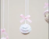 cupcake baby mobile, crochet baby mobile, cupcake nursery decor