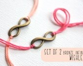 set of 2 letterhappy wishlets personalized friendship bracelets bronze infinity jewelry wish bracelet embroidery thread spring pastel colors