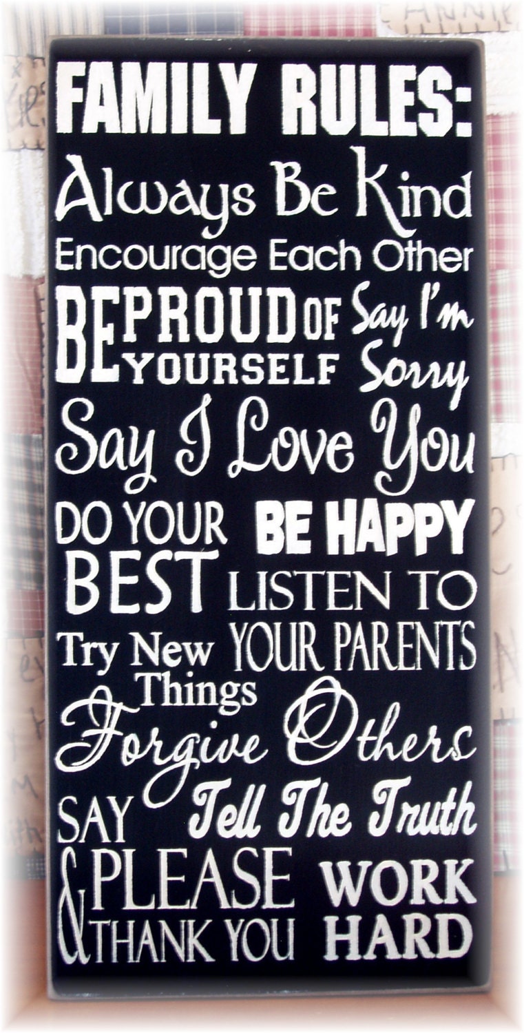 Family Rules... typography sign subway art