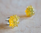 Glass Cluster Dot Earrings - Yellow