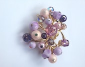 Unusual vintage 50s abstract purple crystal and bead Coro Brooch // pat pend //