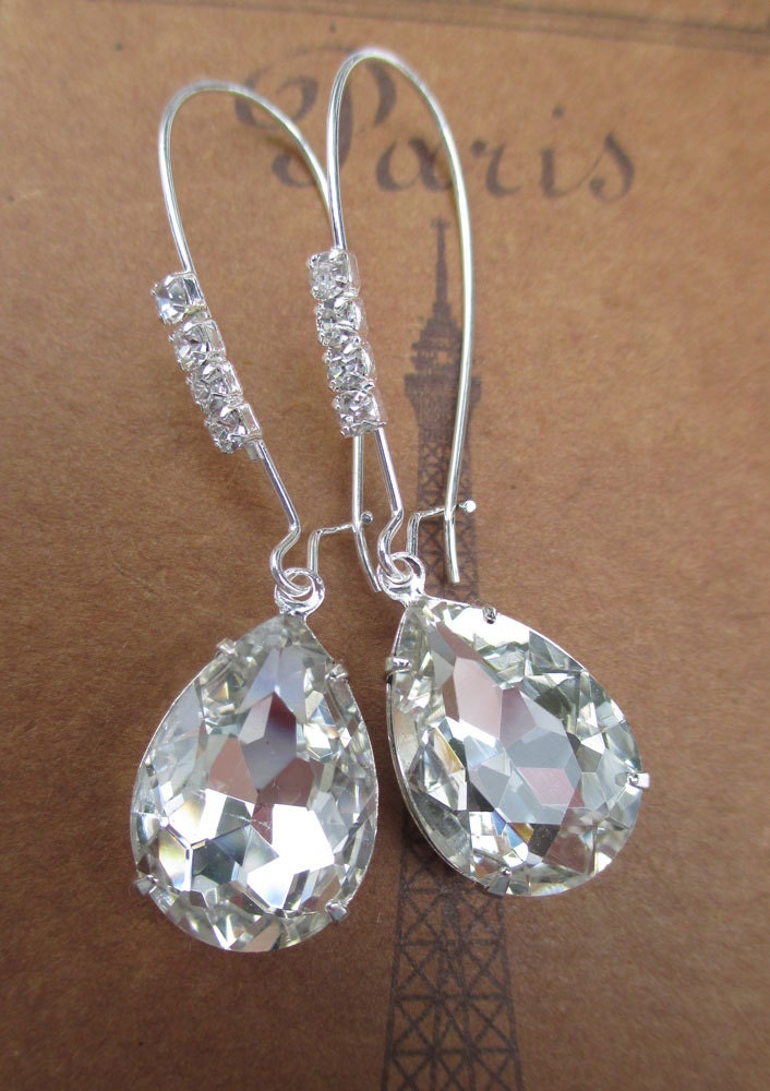 Wedding Jewelry Crystal Earrings Bride Bridesmaids Gifts Clear Rhinestone Earrings CRYSTAL CASCADE