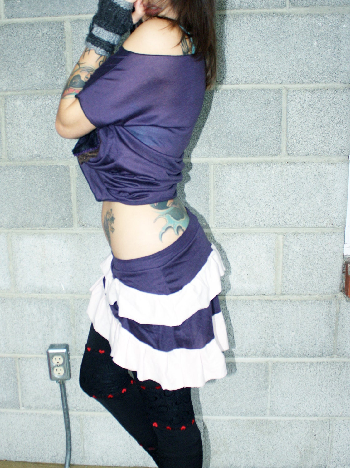 Steampunk Layered SKIRT Pleated ruffled - Organic Eco