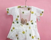 Clothes Pin laundry bag, Vintage Chintz Yellow Flower buds cotton print
