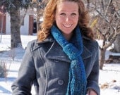 Handmade Crocheted Scarf using SUPER SOFT Homespun Yard in Tropical Lagoon - Ready to Ship