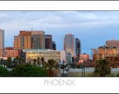 Phoenix Skyline DUSK 12x36 Panoramic Photo Poster Cityscape Color or BW