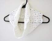 White Crochet Cowl Snow Infinity Scarf - MADE TO ORDER