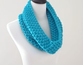 Chunky Cowl Infinity Scarf Crochet Neckwarmer Turquiose Teal - MADE TO ORDER, Accessory Winter Gift