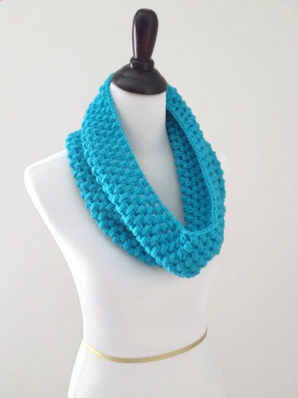 Chunky Cowl Infinity Scarf Crochet Neckwarmer Turquiose Teal - MADE TO ORDER, Accessory Winter Gift