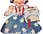 Vintage Digital Download Patriot Girl Image July 4th Collage Large JPG PNG