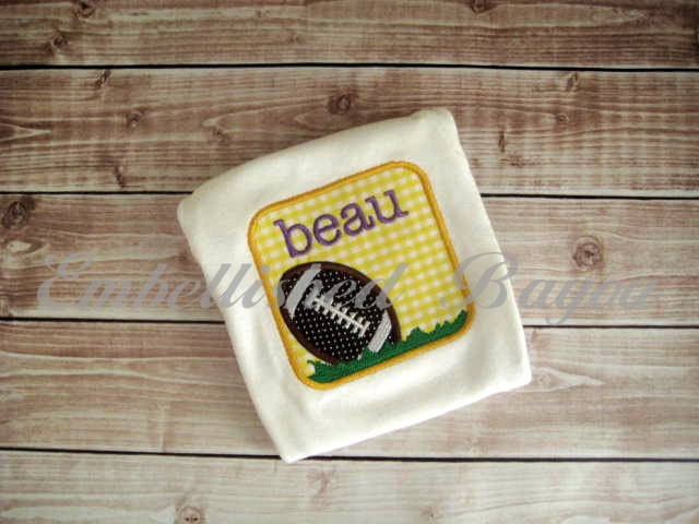 Football Patch Personalized Appliqued T-shirt for Boys, LSU theme