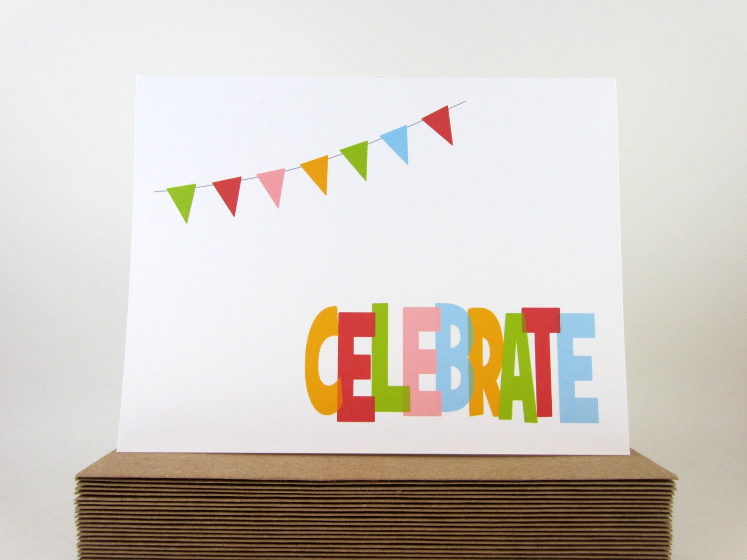 Birthday Card, Happy Birthday Card, Graduation Card, Baby Card, Celebrate Bunting Greeting Card, banner, triangle, geometric - single