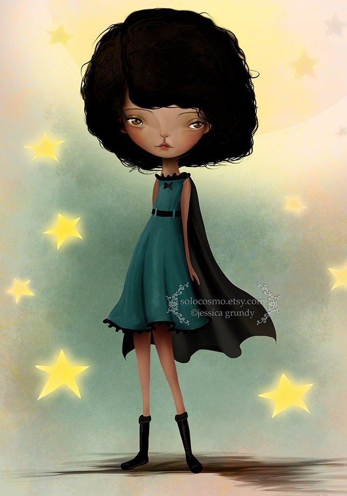 Fine Art Print "Dreamweaver" 8.5x11 or 8x10 A4 Premium Giclee Print - Little SuperHero Girl by Jessica Grundy
