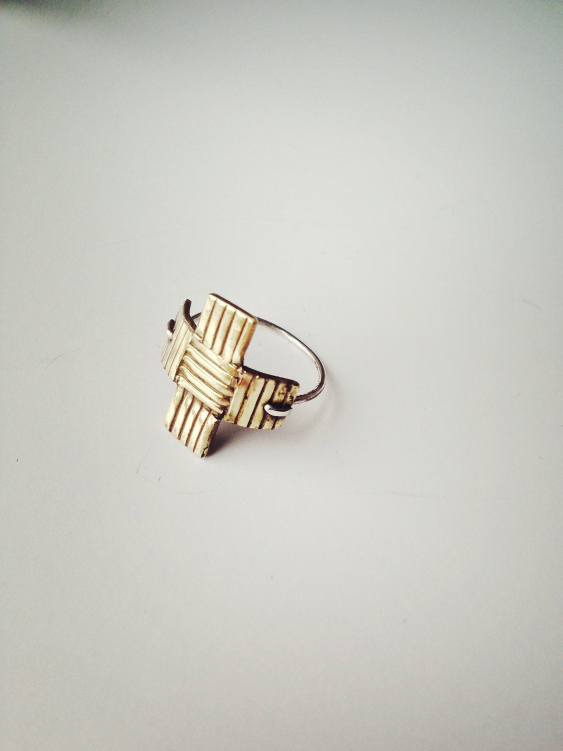 Cross Hatch Cross Ring