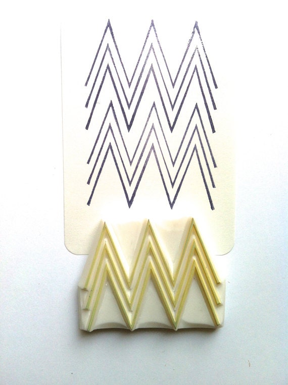 geometric rubber stamp. chevron rubber stamp. hand carved rubber stamp. hand carved stamp. large. READY TO SHIP