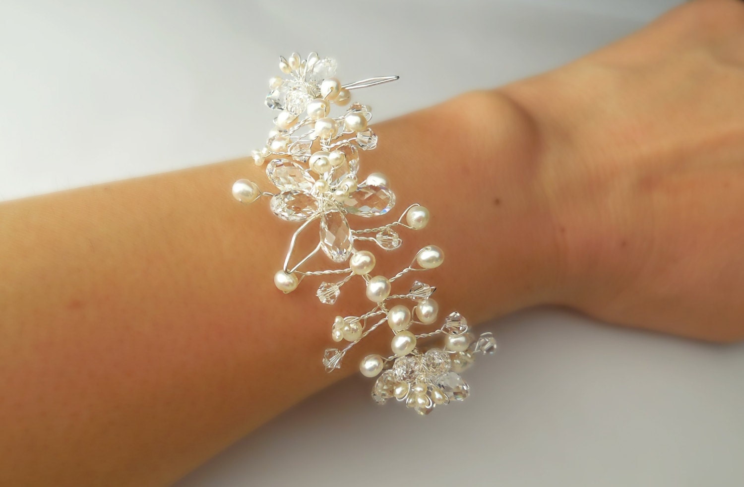 Princess Sakura in Sterling Silver - Bridal Bracelet, Wedding Bracelet