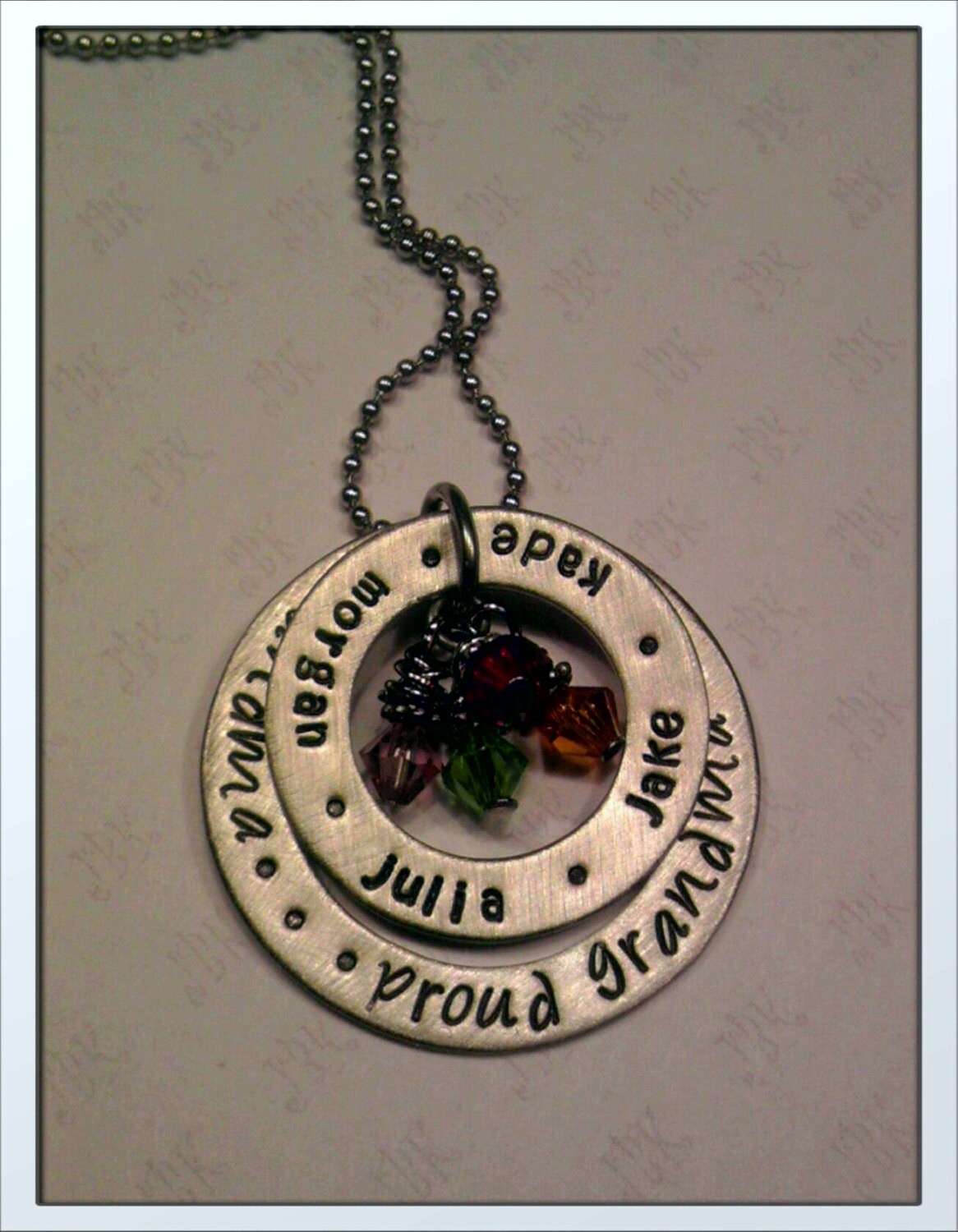 Custom hand stamped two layer  washer style necklace