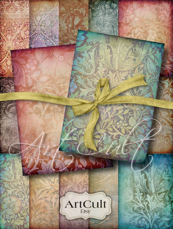 16 LITTLE BACKGROUNDS  - Digital Collage Sheet Printable 2.5x3.5 inch size images Jewelry holders Vintage paper goods