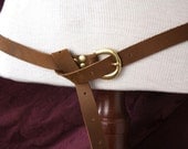 Long Leather Belt - Medieval Re-enactor distressed chocolate brown leather  SCA Garb, LARP