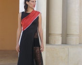Unusual elegant evening dress// Asymmetric 3/4 dress//  Made to order// Prom dress// Party dress// Black sexy maxi dress// Evening wear