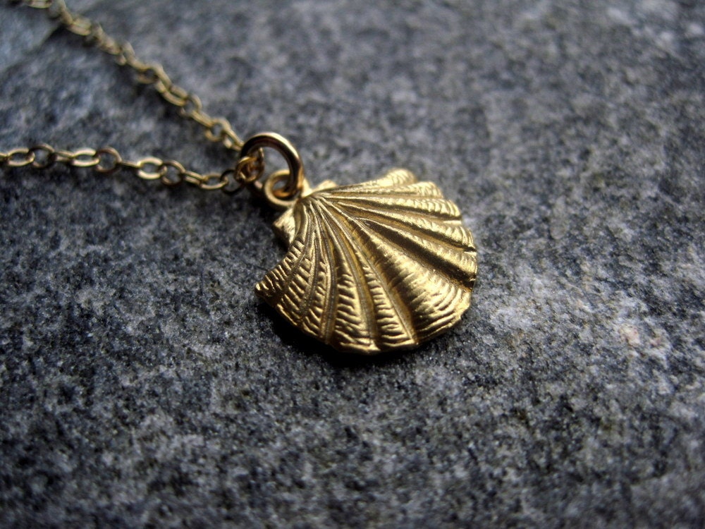Gold Shell Necklace - Vermeil Shell Necklace -  Shell Necklace - Seashell Necklace - Nautical Necklace