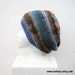 Slouchy Crochet Hat in blue, orange and brown stripes, ready to ship.