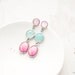 Peony dangle earrings - Mint and Pink - Flower jewelry - Bloom Collection by BeautySpot (E132)