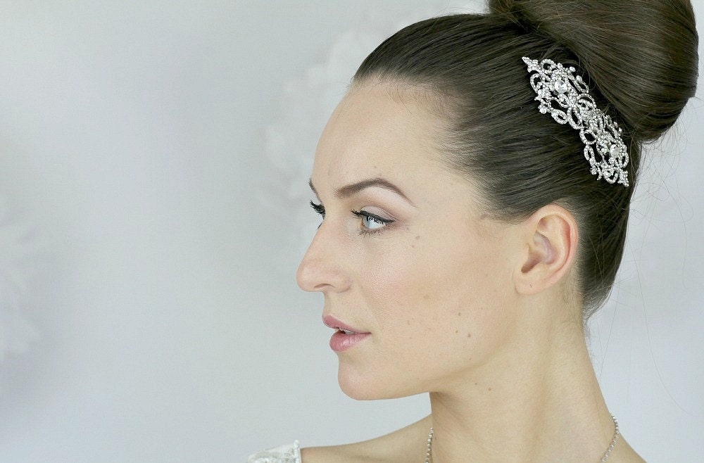 Wedding comb. Vintage style crystal pearl wedding comb, vintage pearl comb, wedding hair, bridal crystal comb , hair accessory - Style 258