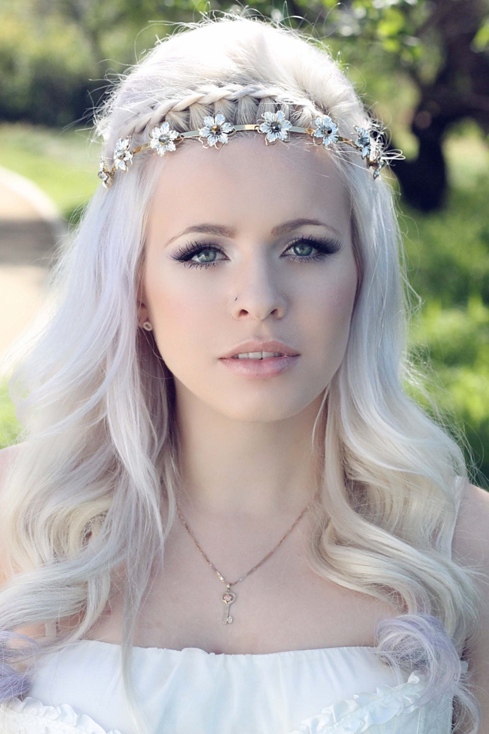 Dix......... Dainty flower crown - silver and gold floral headpiece