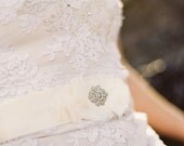 Jackie Belt: Swarosvki crystal, vintage silver motif and silk organza petals