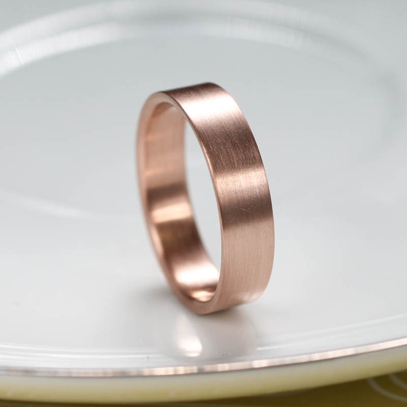 Eco-friendly Men's 14k Gold Wedding Band 5mm x 1.25mm - Handmade eco-friendly recycled 14k yellow, rose, or white gold ring - Minimal Basic