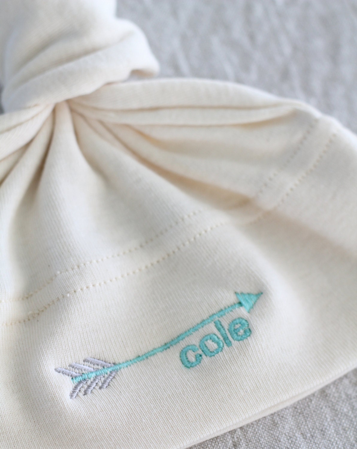 Organic Cotton Baby Hat - Personalized with Arrow Design - YOU CHOOSE COLORS