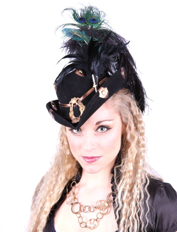 The Steam-trunk  Riding Hat w/Ant. Copper Accents