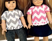 Dolly Ruffled Peasant Top - Several Color Options - 18" American Girl Top - FREE SHIPPING