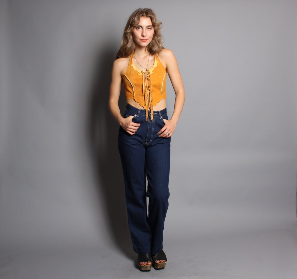 1970s DARK WASH JEANS / High Waist Oscar de la Renta Pants, xs