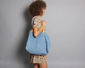 Vintage 80s WEEKENDER BAG / Huge Convertible DENIM & Leather Tote