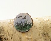 Woodland Jewelry Nature Dream Pin Wood Brooch Hand Painted Whimsical Landscape