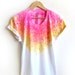 The Original "Splash Dyed" Hand PAINTED Scoop Neck Pinned Rolled Cuffs Tee in White Spectrum Acid Pink - S M L XL 2XL 3XL
