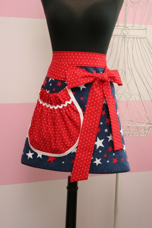 Red White and Blue Towel Apron - Patriotic Stars