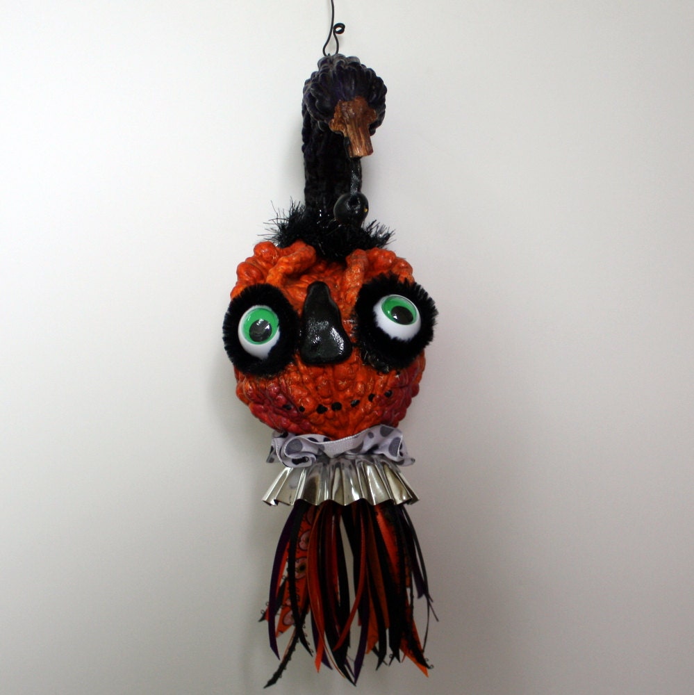 Folk Art Pumpkin Halloween Gourd Holiday Ornament