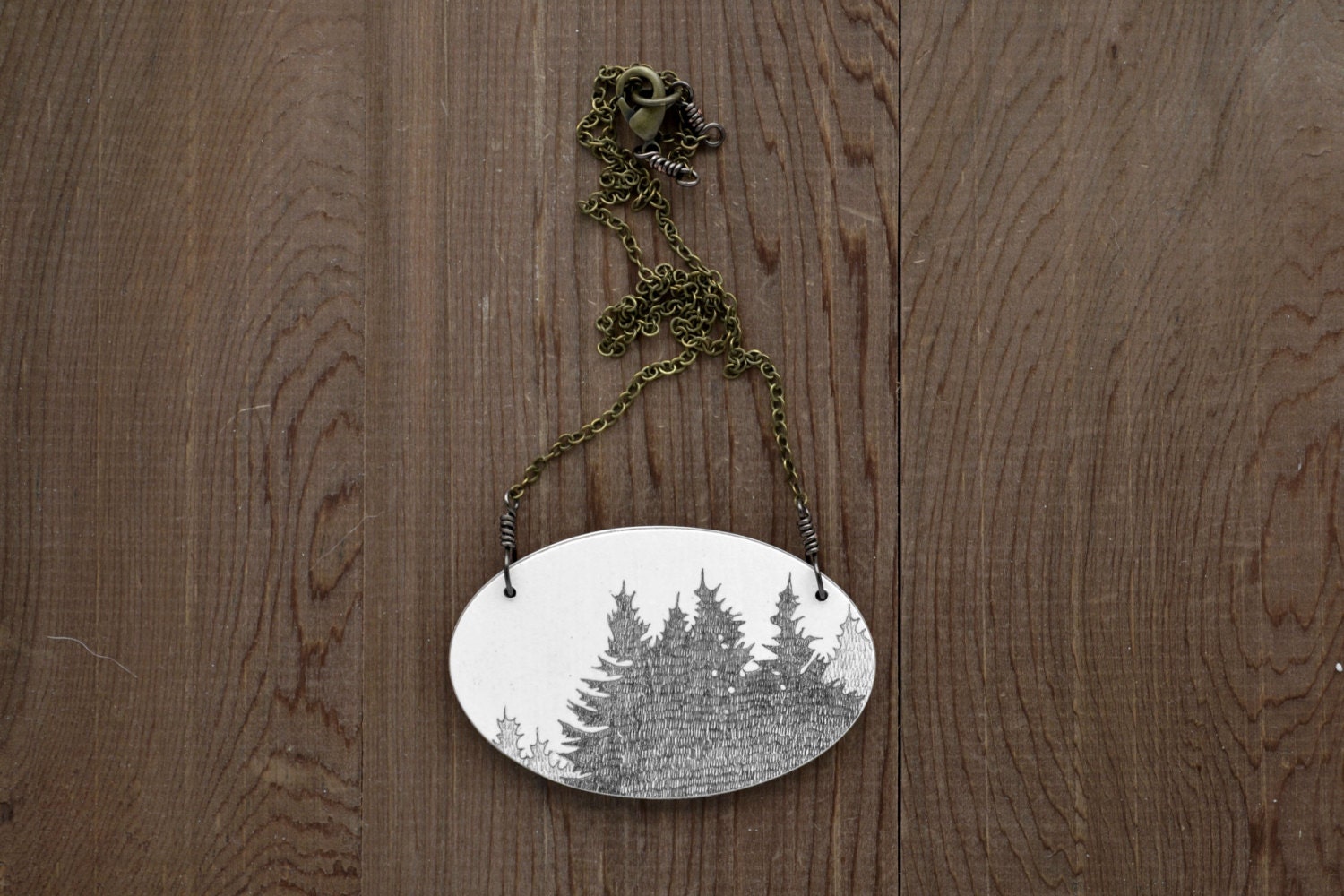 Grove Necklace in Graphite - Nature Landscape Wood Pendant