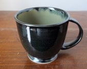 Pond and Sencha Coffee Mug Tea Cup Wheel Thrown Stoneware Ceramic Pottery by GemFOX SRA USA Black Green Tea