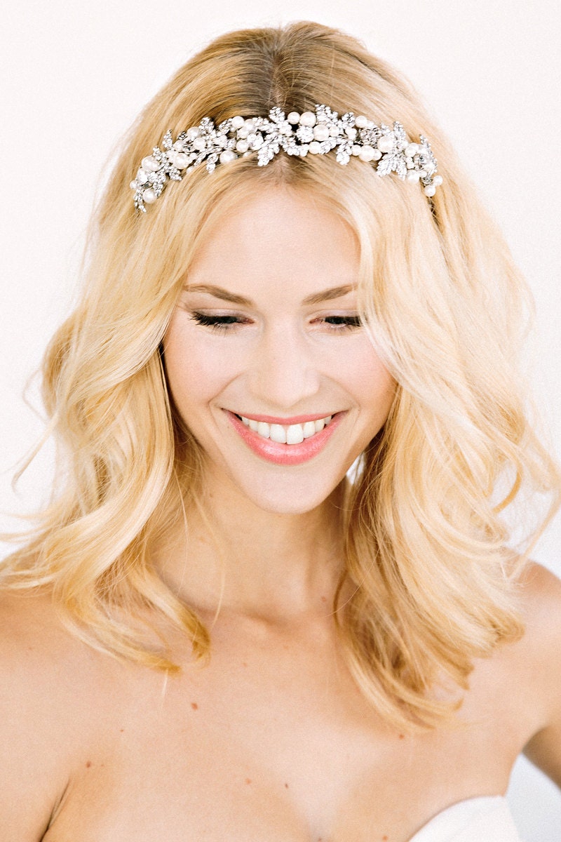 LONDON Headband -  bridal, rhinestone, crystal, veil, wedding, tiara, headpiece