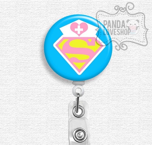 Superman Nurse Super RN, Nurse Badge Holder, Nurse Badge Reel, Retractable Badge Reel