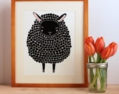 Black Sheep Illustration Nursery Art, Children Decor - Free US Shipping