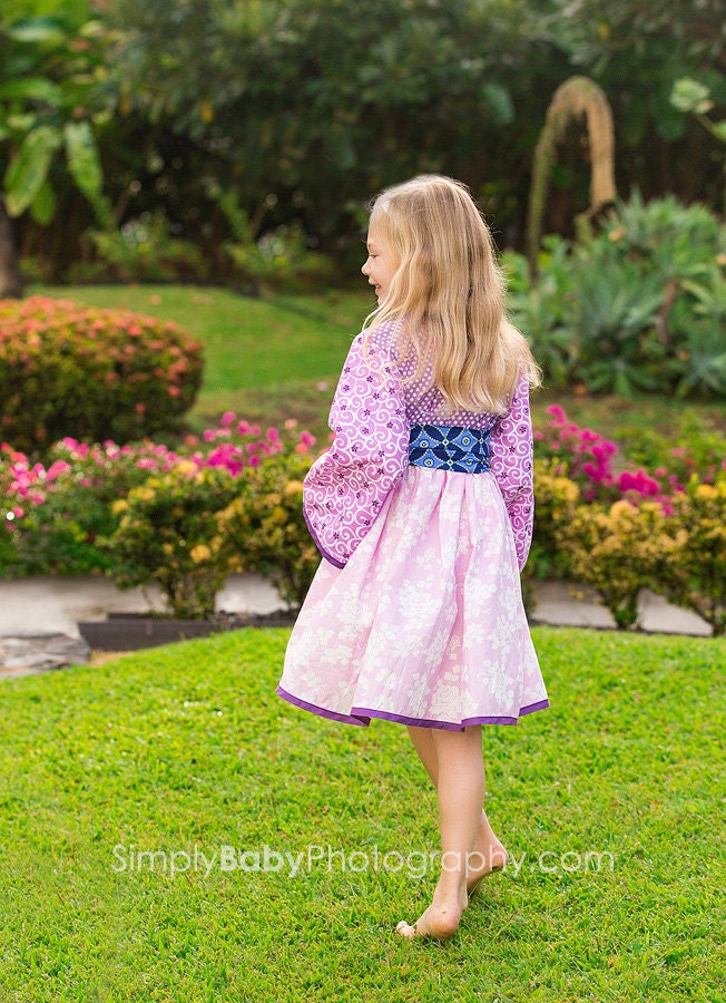 Girls Dress, Purple Princess Kimono, many chiildren sizes, by SunLoveShirts
