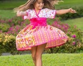 Girls Kimono Dress, Perfectly Happy, many girls sizes, by SunLoveShirts