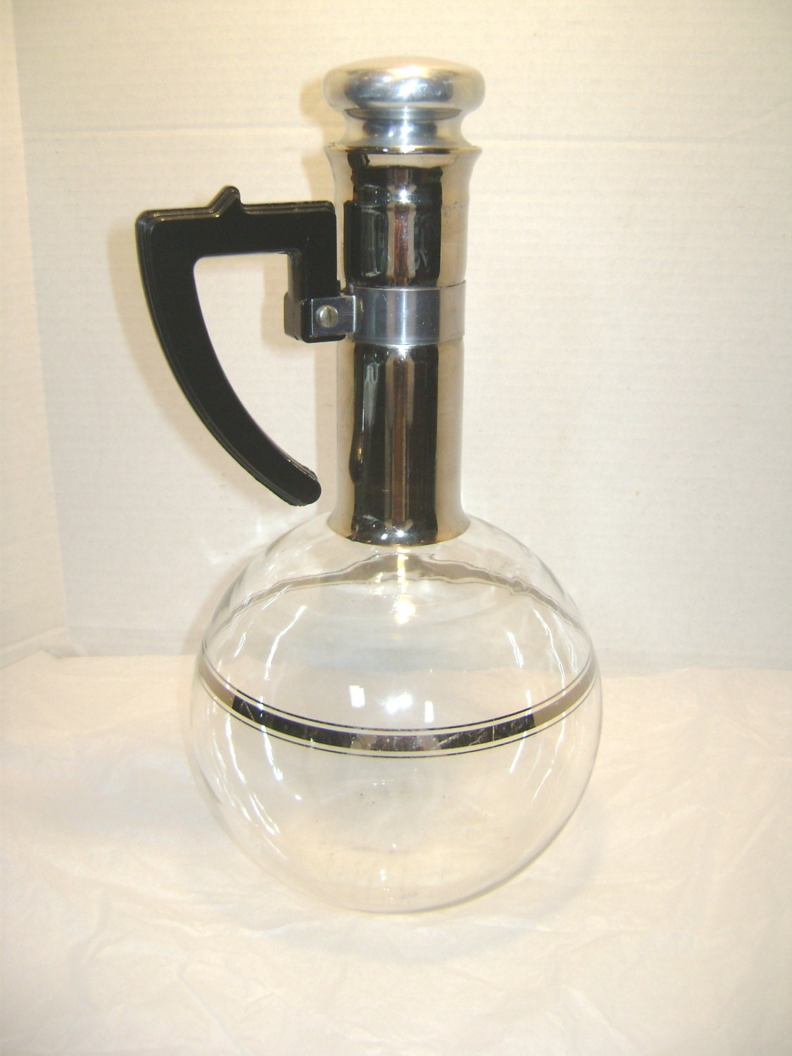 Vintage Clear Glass Carafe w/ Lid, Inland, Mad Men Era, Retro Art Deco, Hot Coffee Server, Cocktails, Hand Blown Glass